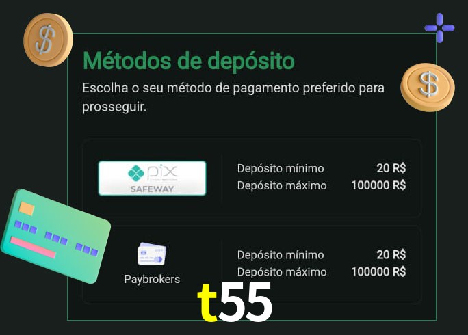 O cassino t55 oferece uma grande variedade de métodos de pagamento